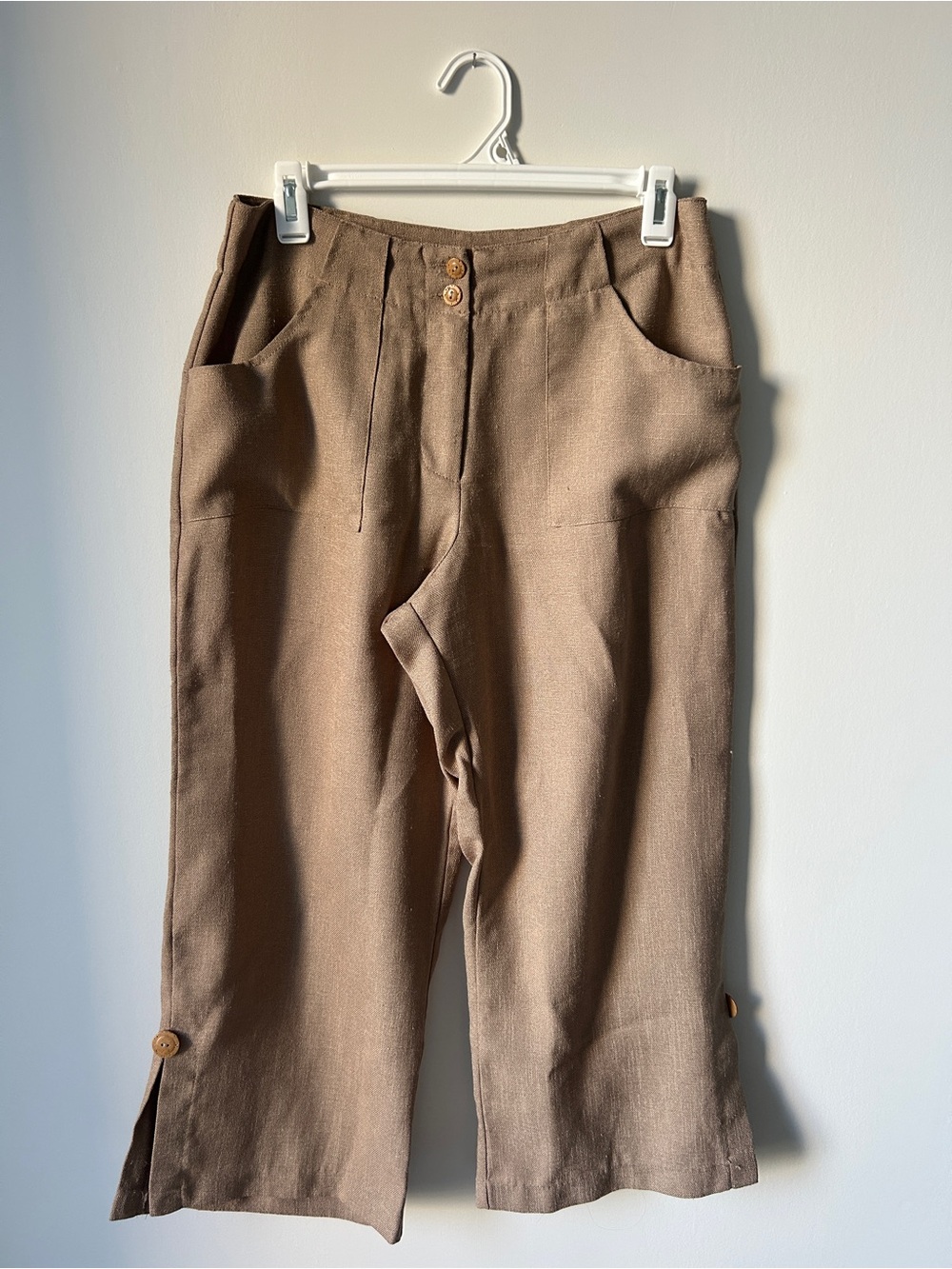 Men's Casual Brown Linen-Blend Pants